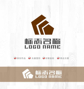 K字母標志五邊形LOGO
