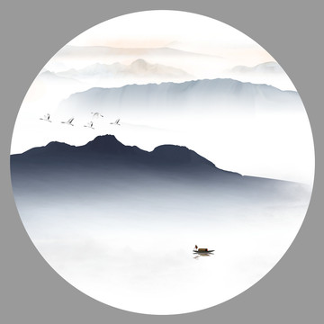 水墨山水畫(huà)新中式山水