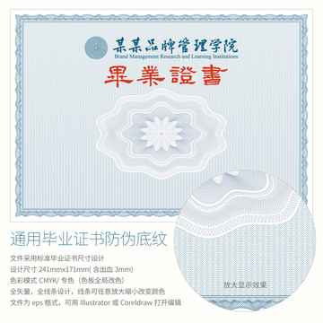 通用矢量培訓(xùn)結(jié)畢業(yè)證書防偽底紋