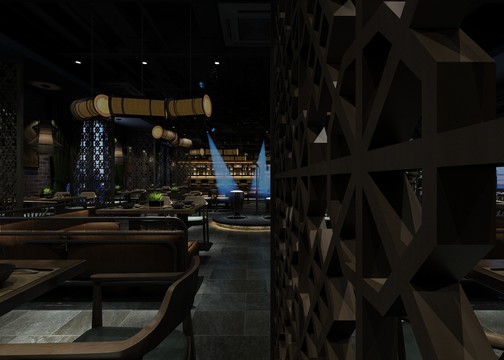中式風(fēng)格餐廳設(shè)計(jì)案例效果圖