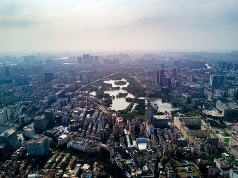 广州城市建筑鸟瞰图