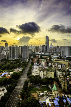 广州城市建筑鸟瞰图