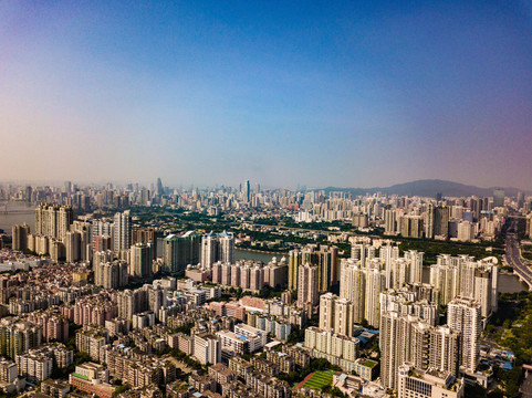 广州城市建筑鸟瞰图