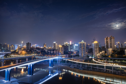 重庆嘉陵江渝澳大桥夜景