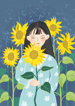 少女與花之向日葵