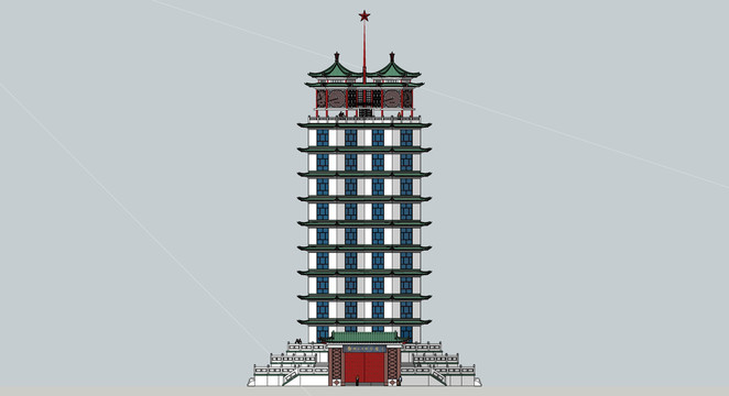 郑州二七塔标志建筑模型
