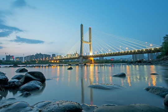 兰州银滩黄河大桥夜景