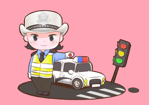 禮讓行人交通安全宣傳插畫