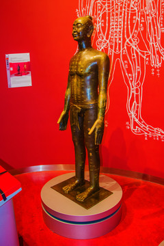 人体穴位周身分布铜雕侧像