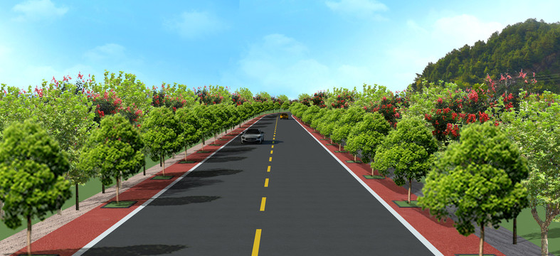 道路绿化公路绿化设计案例效果图