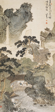 溥儒松風對弈圖
