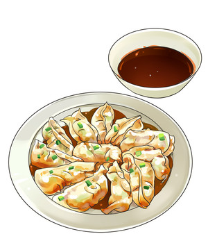 餃子PSD手繪漫畫餃子素材