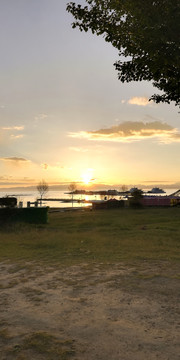 青海湖的夕阳