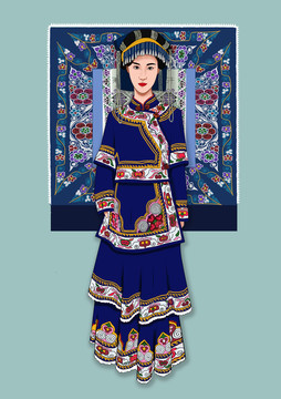 彝族姑娘藍(lán)色