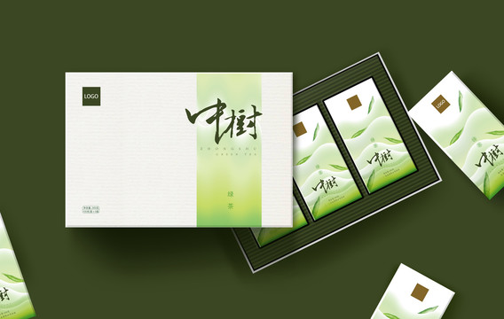 原創(chuàng)綠茶包裝效果圖PSD分層