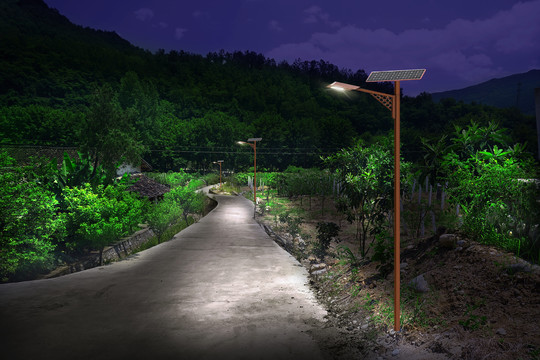 太阳能路灯夜景效果图