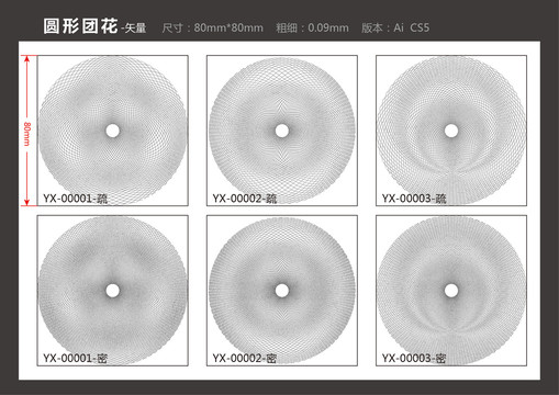 圆形旋转底纹防伪团花防伪标签纹