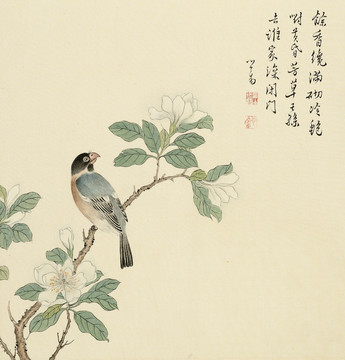 溥儒玉蘭畫眉