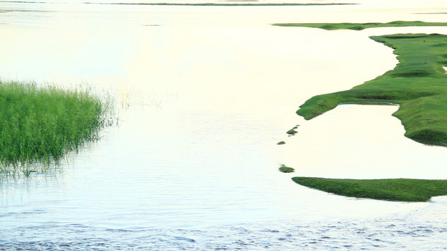 呼伦贝尔湿地日落美景