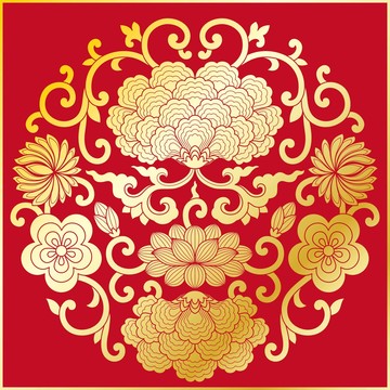 四季花卉燙金版