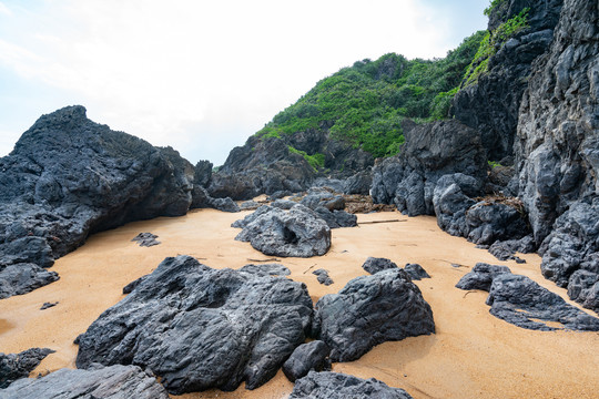 海南博鳌正门海山钦湾沙礁石