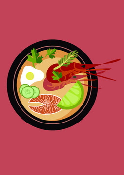 早餐西餐美食矢量扁平插畫(huà)