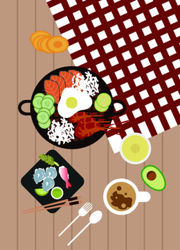 美食西餐早餐矢量扁平插畫