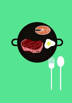美食食物料理矢量扁平西餐插畫