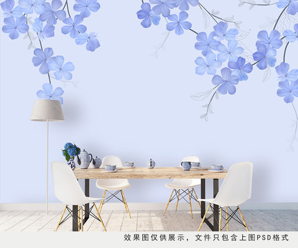 手繪花卉壁畫(huà)北歐背景墻清新壁畫(huà)