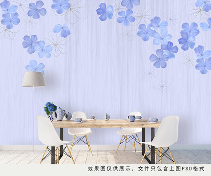 北歐壁畫(huà)水彩花卉壁畫(huà)手繪背景墻