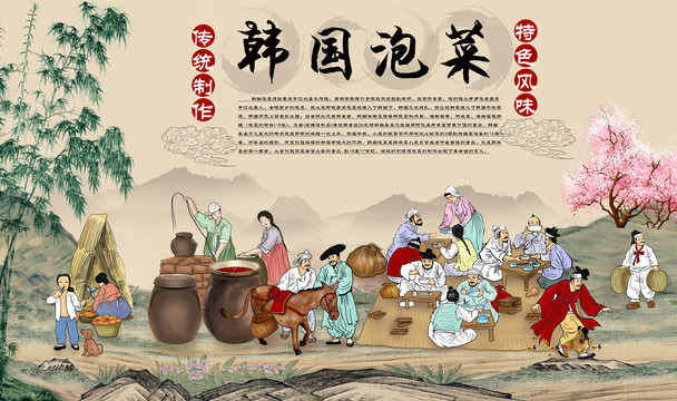 韓式美食壁畫韓國泡菜朝鮮打糕