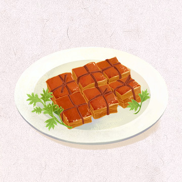 川菜东坡肉插画