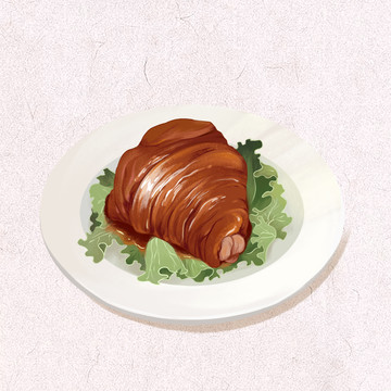中華美食東坡肘子插畫