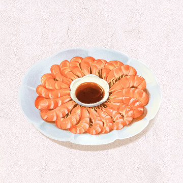 中華美食鹽水蝦插畫