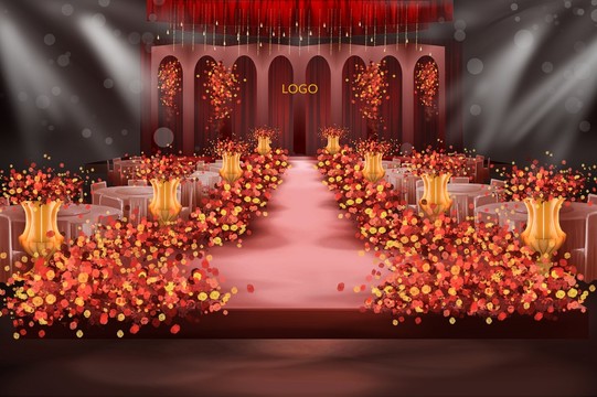 简约红色婚礼舞台设计