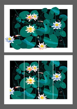 荷花戲魚