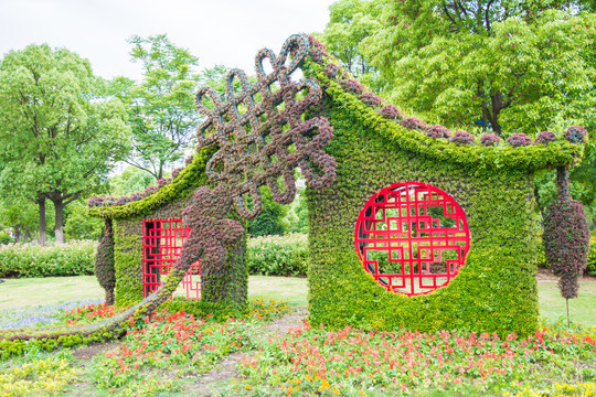 植物雕塑中国结