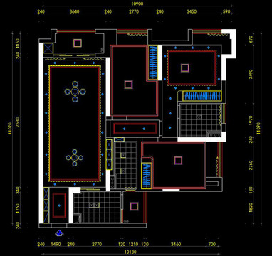 CAD报建装修天花布置图平面图