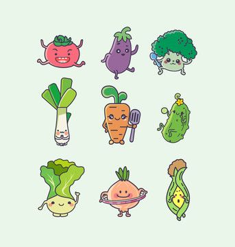 卡通蔬菜插畫矢量蔬菜
