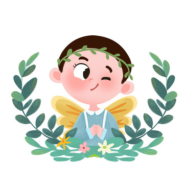 小天使插畫PSD矢量