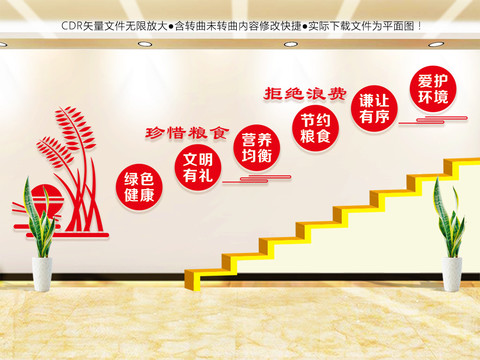 食堂餐廳樓梯文化墻