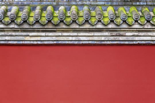中式红色围墙