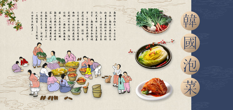 韓式美食壁畫(huà)韓國(guó)泡菜朝鮮打糕