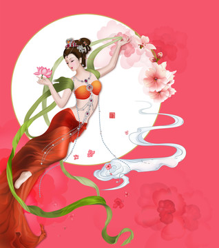 新中式中國風(fēng)美麗飛天