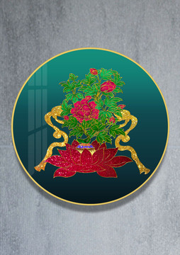 新中式中國風(fēng)如意八吉祥蓮花