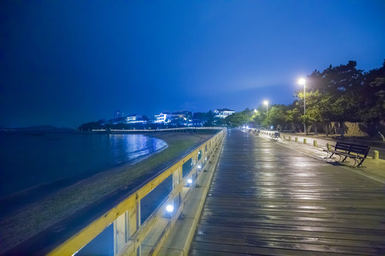 青岛海滨风光夜景