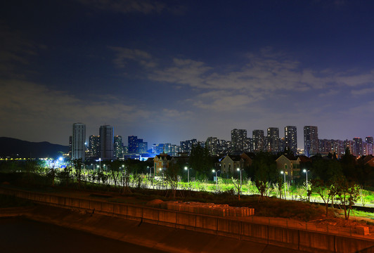 杭州滨江区城市夜景