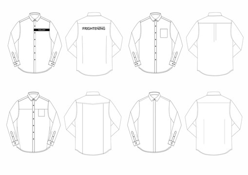 正反面长袖衬衫CDR款式图模板