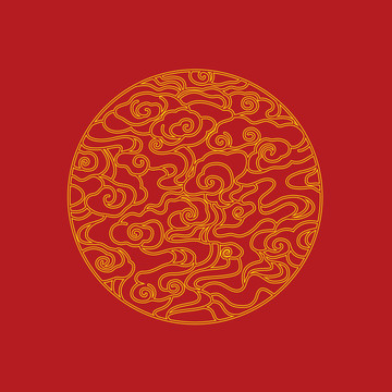 紅色祥云線條