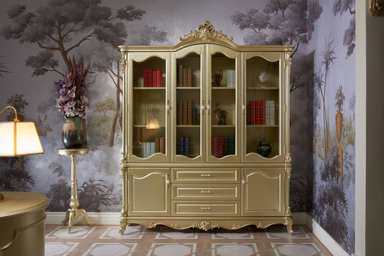 法式实木书柜可打开正面家具